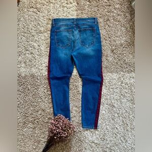 Current Elliott Skinny Jeans Striped Strips Luxury Denim Logo Made in USA Sz 30